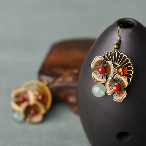 Title 2, Handmade Agate Dongling Jade Earrings for Women...