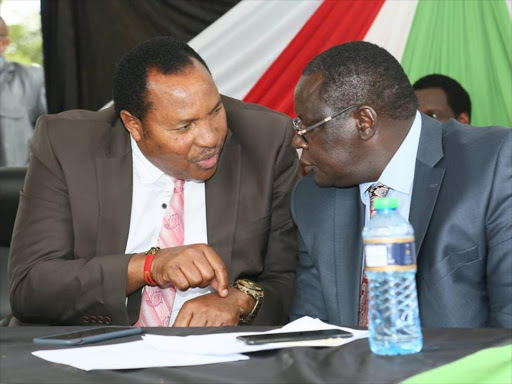 Governor Ferdinand Waititu and Deputy Governor James Nyoro during the swearingin of county executives in Kiambu town last week /STANLEY NJENGA