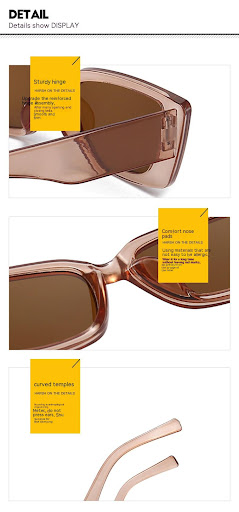Title 2, Jelly Color Square Sunglasses with Concave Shap...