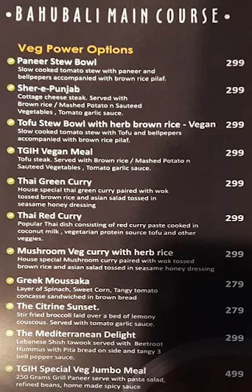 TGIH - Thank God It's Healthy menu 