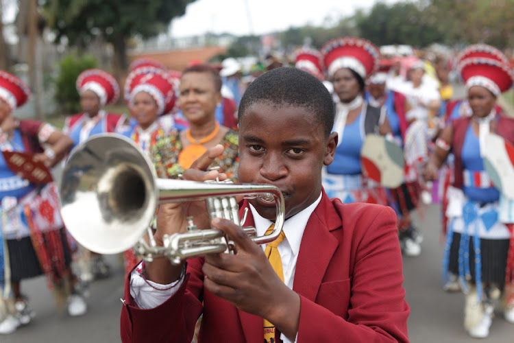 A band leads a parade at Umkhosi weLembe in KwaDukuza, KwaZulu-Natal.