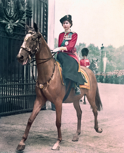 Princess Elizabeth of England represents the King at colorful trooping ceremony. Picture: GETTY IMAGES