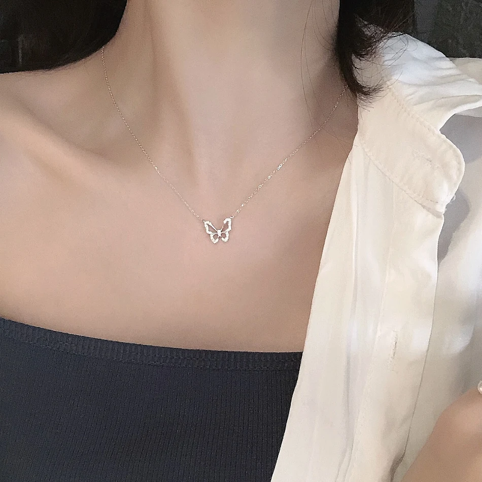S925 Sterling zilveren geavanceerde vlinderketting, ideaal cadeau. Schitterend sieraad voor dames, perfect voor elke gelegenheid, elegantie gegarandeerd.