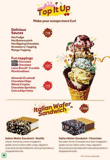 Baskin Robbins menu 