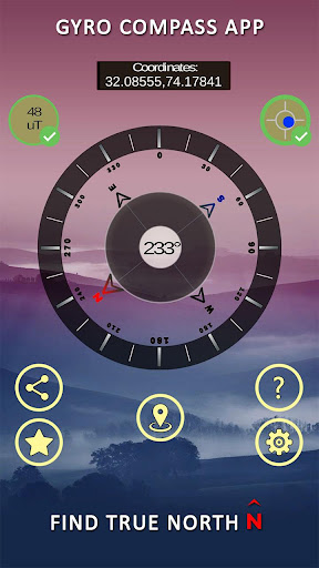Gyro Compass App for Android True North Finder