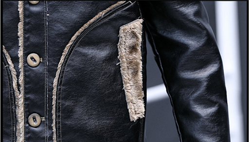 Title 4, Mens Casual PU Leather Jacket with Lapel and C...