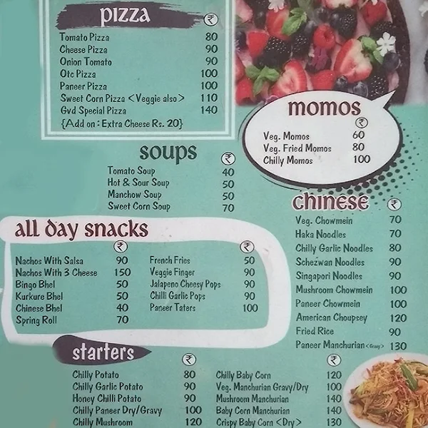 Gvd Soni Cafe menu 