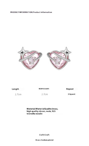 Title 1, Womens heart and star stud earrings, white gol...