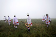 Ekuphakameni Nazareth Baptist Church members scotch group dancing during annual holy pilgrimage at Nhlangakazi mountain in Ndwendwe. Photo: SANDILE NDLOVU