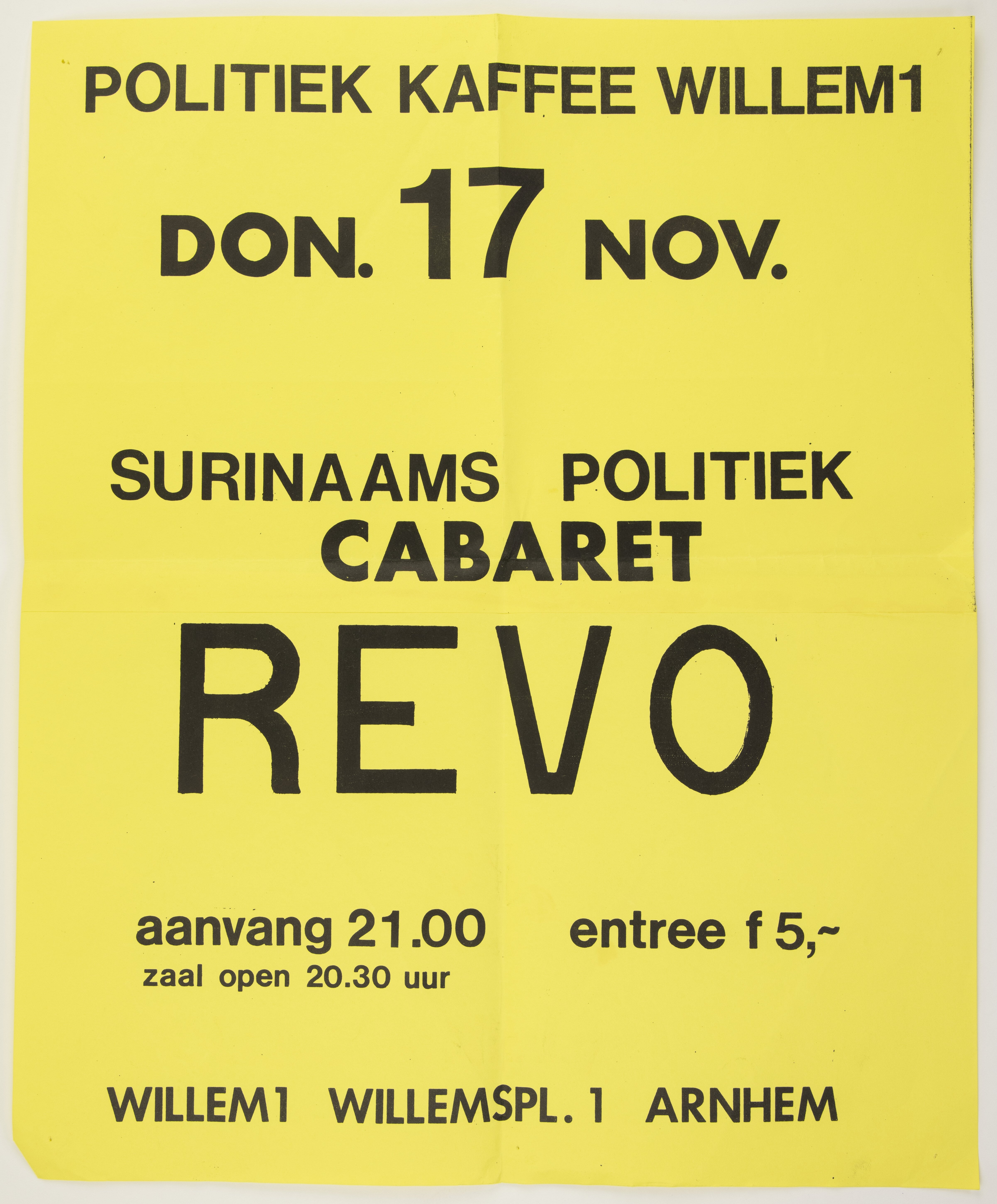 Affiche REVO Politiek café Willem 1, 1975