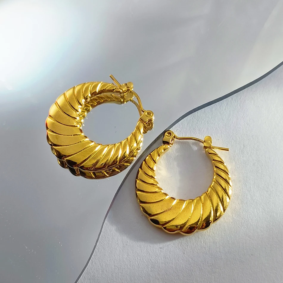Boucles d'oreilles femme en acier inoxydable géométriques irrégulières exagérées, un accessoire audacieux et tendance.