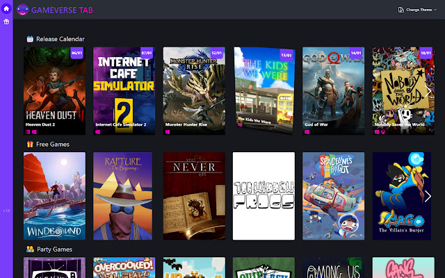 Gameverse Tab chrome extension