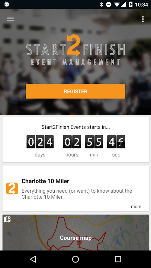 Android application Start2Finish Events screenshort