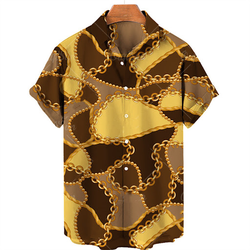 Title 6, Mens 3D Digital Big Gold Chain Short Sleeve Sh...