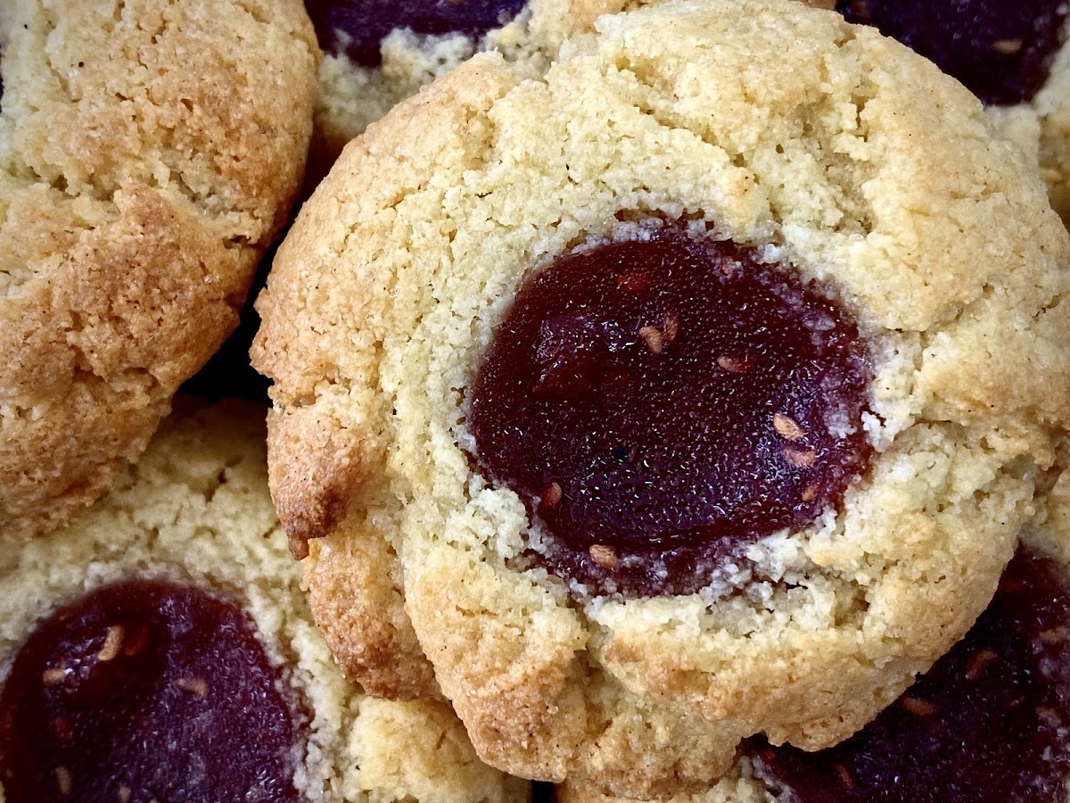 Organic gluten-free raspberry thumbprints