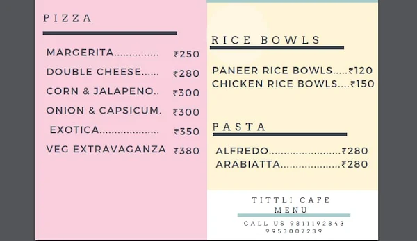 Tittli Cafe menu 