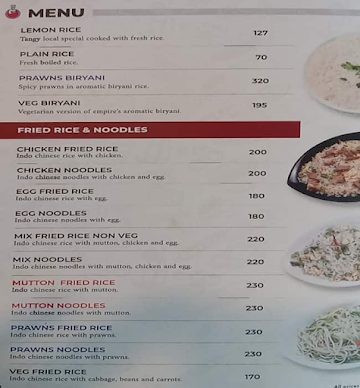 Empire Restaurant menu 