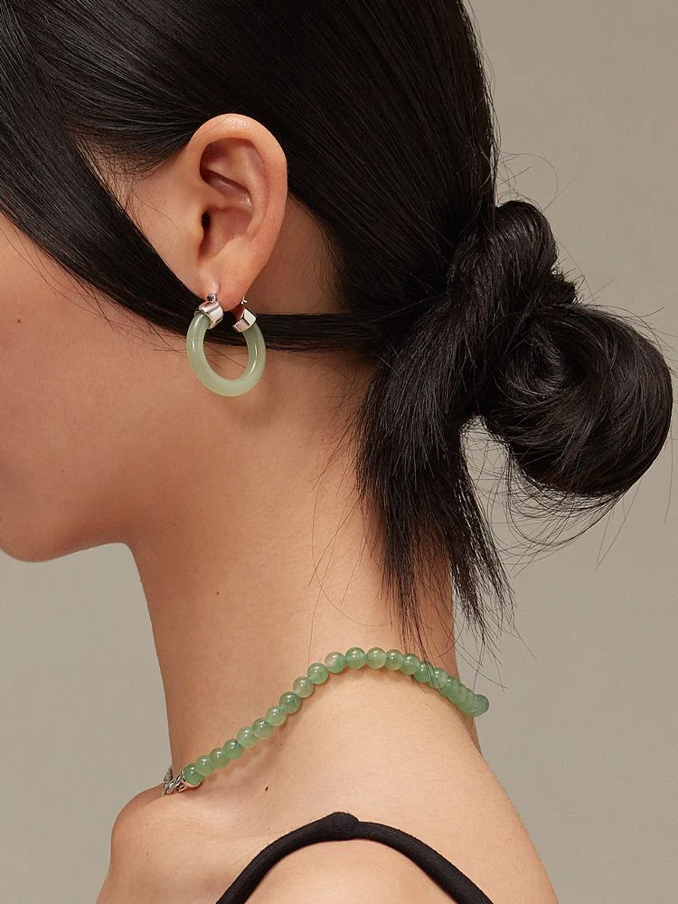 Title 4, Trendy basis jade oorring oorbellen, elegante S...