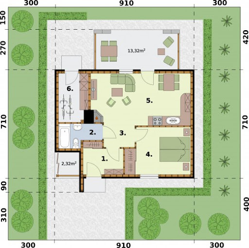 Bamako C Dom Mieszkalny, Szkielet Drewniany - Rzut parteru