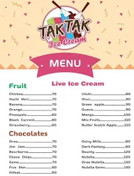 Tak Tak Live Ice Creams menu 1