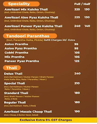 Amritsari Kulcha and Delhi Chaap menu 3