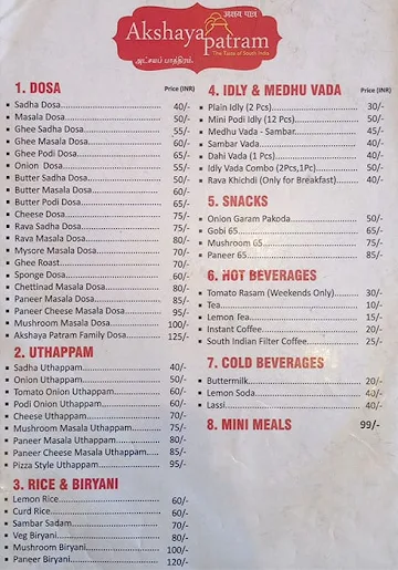 Akshaya Patram menu 