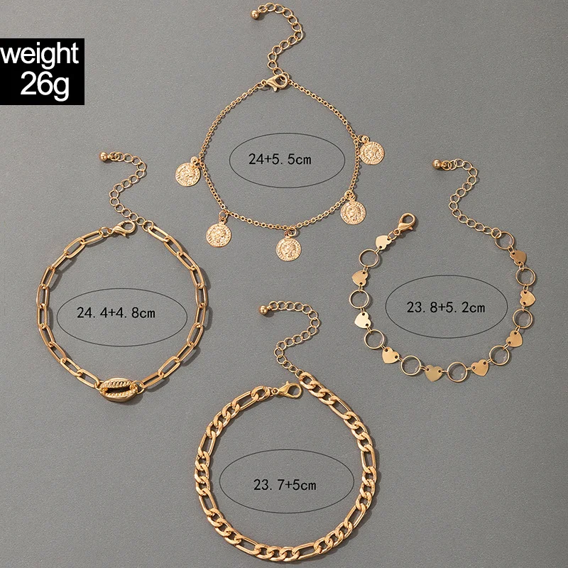 Title 1, Bracelet de Cheville Double Couche en Alliage C...