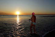 A swimmer gets ready to participate during the World Ocean Day Swim at the Point Waterfront in Durban