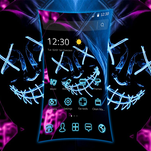 Blue Purple Neon Led Mask Anonymous Theme Google Play のアプリ