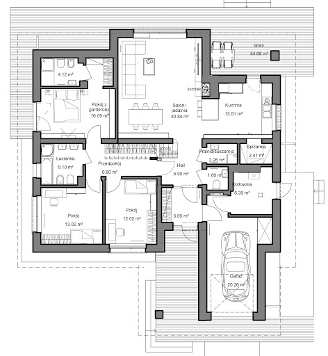 Domidea 2 dN - Rzut parteru