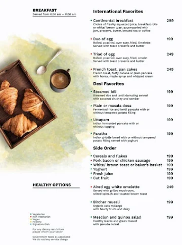 Feast - Radisson Hotel menu 