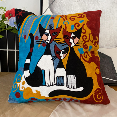 Title 2, Embroidered Cushion Against Color Three-dimensi...