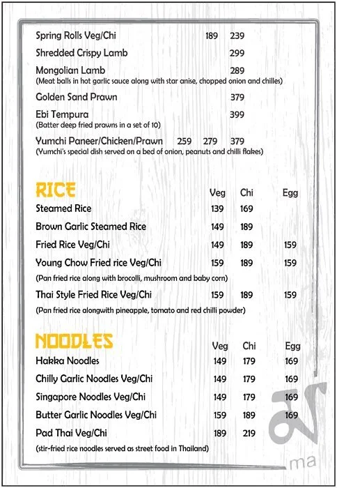 Yum Chi menu 