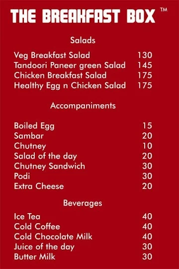 The Breakfast Box menu 