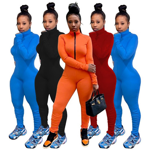 Title 3, New solid color zipper pleated jumpsuit