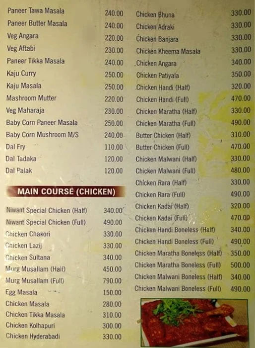 Hotel Nivant Gardan menu 