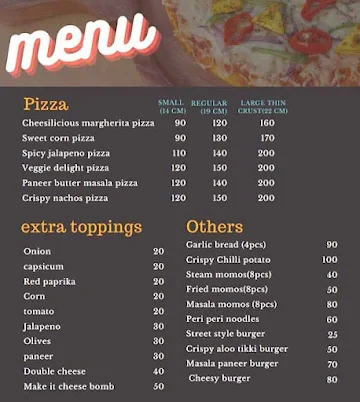 Pizza And Burger King menu 