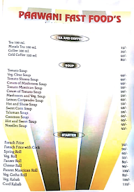 Paawani Fast Food menu 1