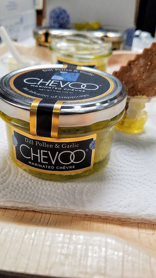 At the California Artisan Cheese Festival 2018 Artisan Cheese Tasting and Marketplace, Chevoo Dill Pollen and Garlic marinated chevre