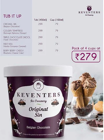 Keventers - Milkshakes & Desserts menu 