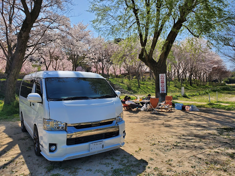 ハイエースバンの桜・Galaxy note10+・緊急事態宣言・走行キリ番に関するカスタム事例の投稿画像1枚目