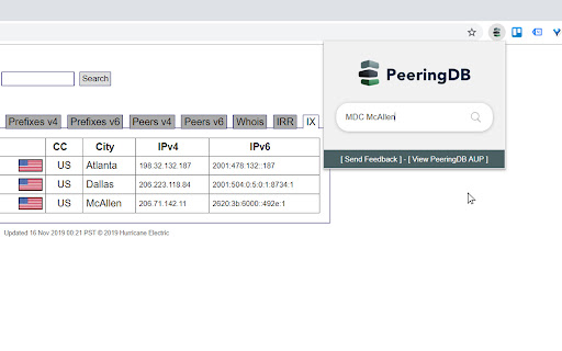 Search in PeeringDB