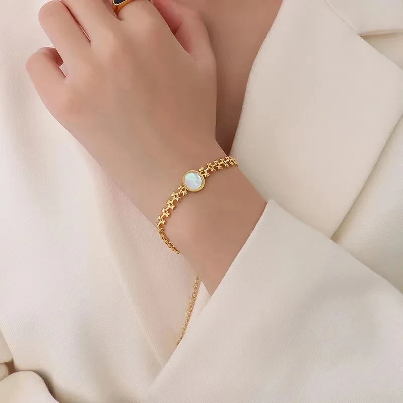 Title 4, Bracciale da donna in acciaio titanio oro 18K, ...