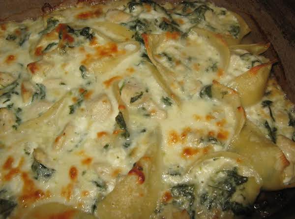 Chickenspinach Stuffed Shells Just A Pinch Recipes