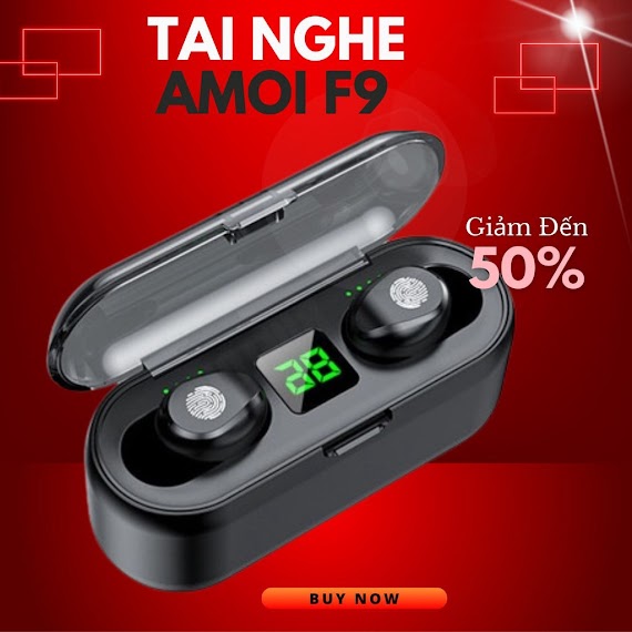 Tai Nghe Bluetooth 5.0 Amoi F9 Không Dây True Wireless Ban Quôc Tê Nút Cảm Ưng Kiêm Sạc Pin Dự Phòng Paris01.Shop