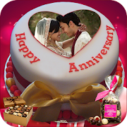 Name Photo On Anniversary Cake – Couple Frames HD  Icon