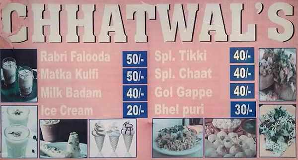 Chhatwal's Special Chaat Corner And Milk Bar menu 