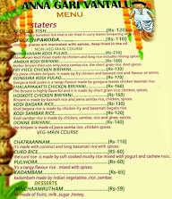 Anna Gari Vantalu menu 1