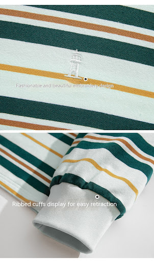 Title 9, Mens Fashion Loose Casual Striped Long-sleeved...