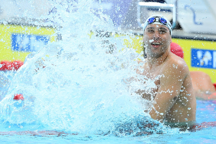 Chad le Clos celebrates winning gold in the men's 100m butterfly at the world short-course championships in Melbourne, Australia, December 18 2022. Picture: QUINN ROONEY/GETTY IMAGES